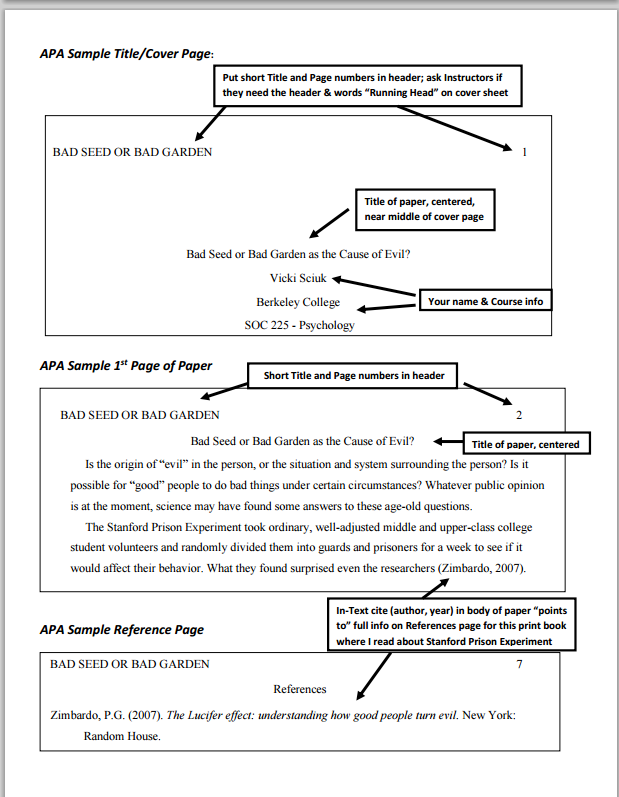 writing citing pacific college apa cover paper