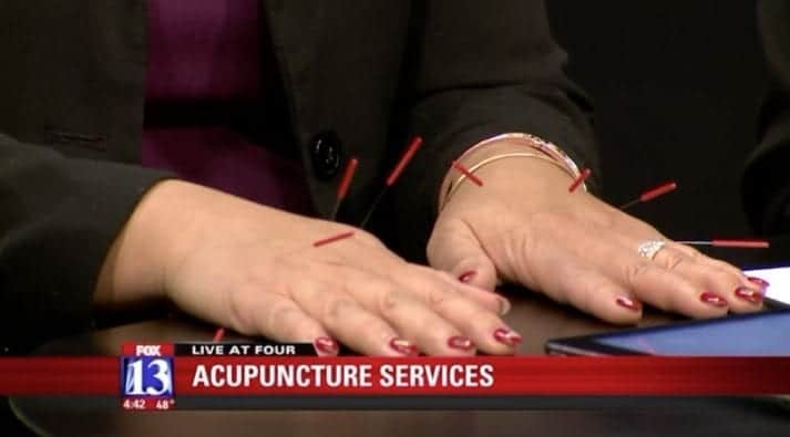 PCOM Alum Dr. Annie Budhatoki Demonstrates Acupuncture on Salt Lake City News Anchors