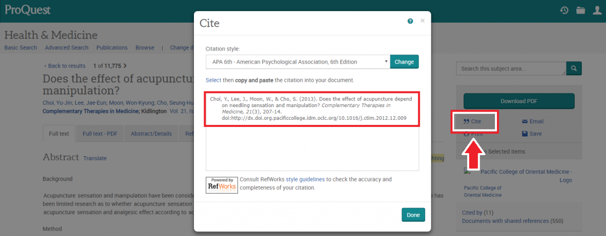 Writing Citing Pacific College