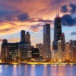 Chicago Skyline at sunset