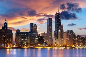 Chicago Skyline at sunset