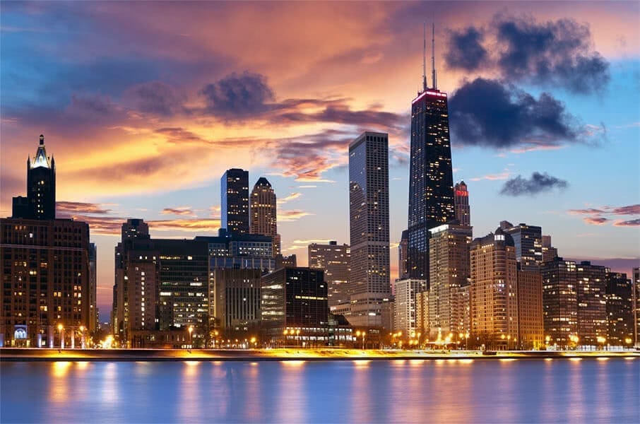 Chicago Skyline at sunset