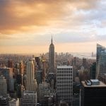 New York skyline at sunset