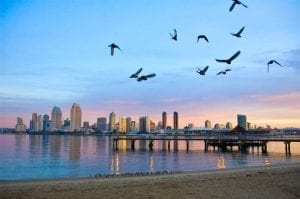 San Diego beach at sunrise