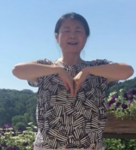 A photo of Sherry Zhang practicing