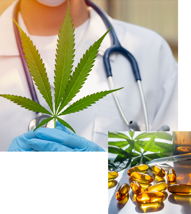 nurse with cannabis leaf