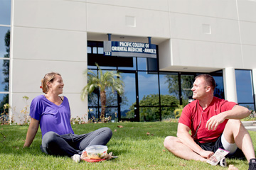 Two students sitting