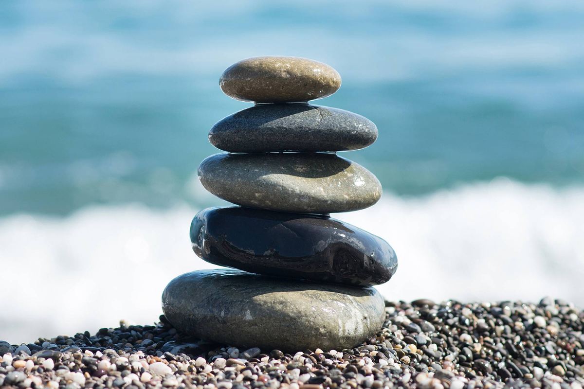 stacked rocks on the beach